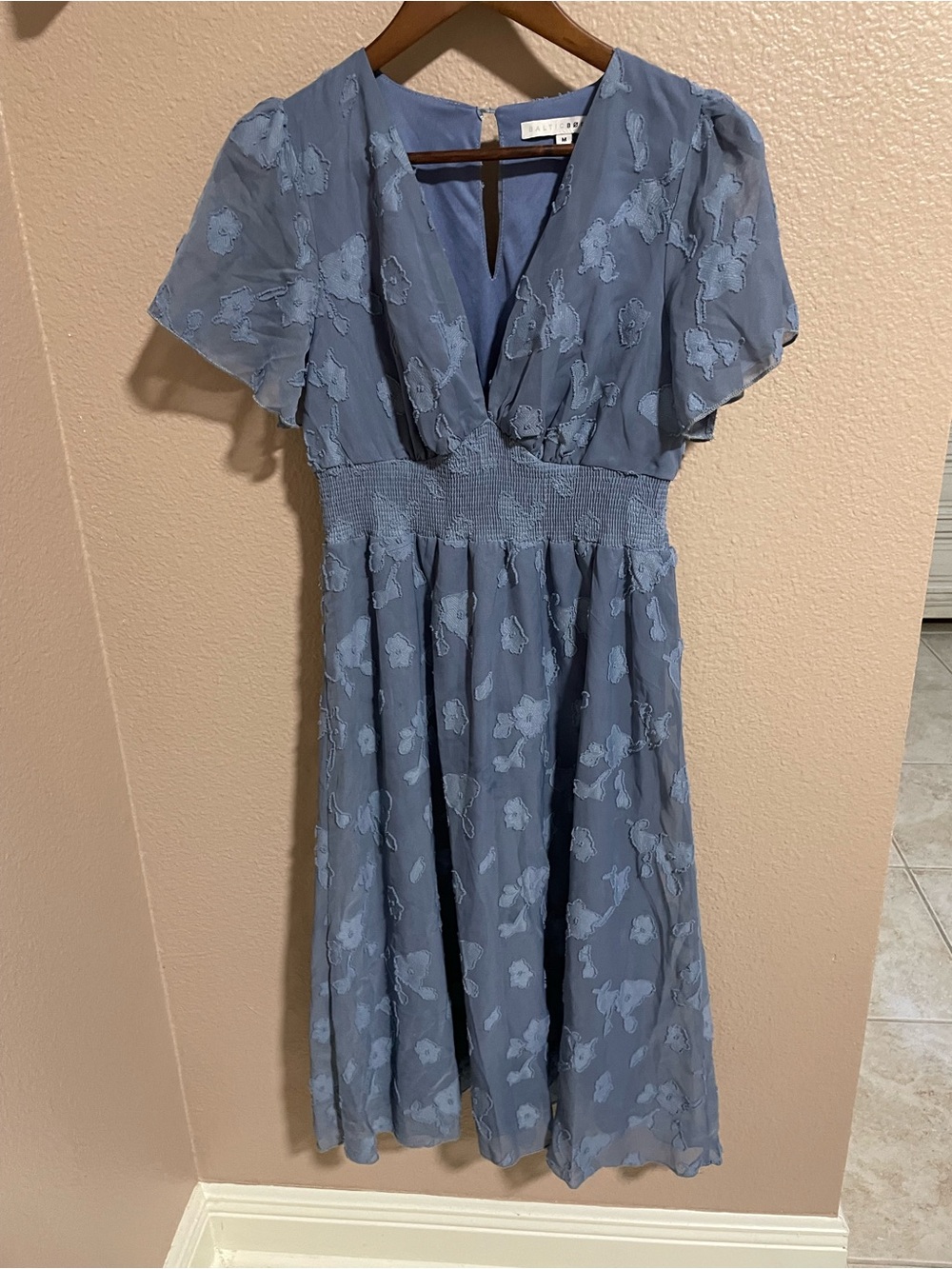 Baltic Born Dusty Blue Floral V-Neck Midi Dress
